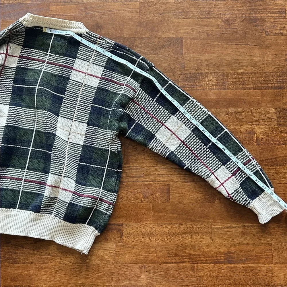 Wool & Gray men’s vintage crewneck cotton plaid knit sweater size large​​ - Picture 4 of 6